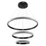 GloboStar® DIAMOND TRIO 61136-DECO Κρεμαστό Φωτιστικό Δαχτυλίδι-Κύκλος LED CCT 100W 12123lm 360° AC 220-240V – Εναλλαγή Φωτισμού μέσω Τηλεχειριστηρίου All In One Ψυχρό 6000k+Φυσικό 4500k+Θερμό 2700k Dimmable Φ25+40+60cm – Μαύρο – 3 Years Warranty