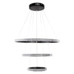 GloboStar® DIAMOND TRIO 61136-DECO Κρεμαστό Φωτιστικό Δαχτυλίδι-Κύκλος LED CCT 100W 12123lm 360° AC 220-240V – Εναλλαγή Φωτισμού μέσω Τηλεχειριστηρίου All In One Ψυχρό 6000k+Φυσικό 4500k+Θερμό 2700k Dimmable Φ25+40+60cm – Μαύρο – 3 Years Warranty