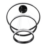 GloboStar® DIAMOND TRIO 61136-DECO Κρεμαστό Φωτιστικό Δαχτυλίδι-Κύκλος LED CCT 100W 12123lm 360° AC 220-240V – Εναλλαγή Φωτισμού μέσω Τηλεχειριστηρίου All In One Ψυχρό 6000k+Φυσικό 4500k+Θερμό 2700k Dimmable Φ25+40+60cm – Μαύρο – 3 Years Warranty