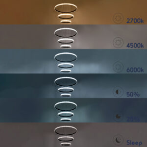 GloboStar® DIAMOND TRIO 61137 Κρεμαστό Φωτιστικό Δαχτυλίδι-Κύκλος LED CCT 100W 12123lm 360° AC 220-240V – Εναλλαγή Φωτισμού μέσω Τηλεχειριστηρίου All In One Ψυχρό 6000k+Φυσικό 4500k+Θερμό 2700k Dimmable Φ25+40+60cm – Χρυσό Βούρτσας – 3 Years Warranty