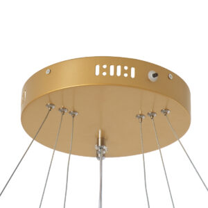 GloboStar® DIAMOND TRIO 61137 Κρεμαστό Φωτιστικό Δαχτυλίδι-Κύκλος LED CCT 100W 12123lm 360° AC 220-240V – Εναλλαγή Φωτισμού μέσω Τηλεχειριστηρίου All In One Ψυχρό 6000k+Φυσικό 4500k+Θερμό 2700k Dimmable Φ25+40+60cm – Χρυσό Βούρτσας – 3 Years Warranty