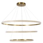 GloboStar® DIAMOND TRIO 61141 Κρεμαστό Φωτιστικό Δαχτυλίδι-Κύκλος LED CCT 150W 18379lm 360° AC 220-240V – Εναλλαγή Φωτισμού μέσω Τηλεχειριστηρίου All In One Ψυχρό 6000k+Φυσικό 4500k+Θερμό 2700k Dimmable Φ60+80+100cm – Χρυσό Βούρτσας – 3 Years Warranty