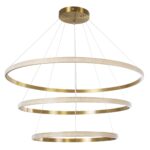 GloboStar® DIAMOND TRIO 61141-DECO Κρεμαστό Φωτιστικό Δαχτυλίδι-Κύκλος LED CCT 150W 18379lm 360° AC 220-240V – Εναλλαγή Φωτισμού μέσω Τηλεχειριστηρίου All In One Ψυχρό 6000k+Φυσικό 4500k+Θερμό 2700k Dimmable Φ60+80+100cm – Χρυσό Βούρτσας – 3 Years Warrant