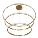 GloboStar® DIAMOND TRIO 61141-DECO Κρεμαστό Φωτιστικό Δαχτυλίδι-Κύκλος LED CCT 150W 18379lm 360° AC 220-240V – Εναλλαγή Φωτισμού μέσω Τηλεχειριστηρίου All In One Ψυχρό 6000k+Φυσικό 4500k+Θερμό 2700k Dimmable Φ60+80+100cm – Χρυσό Βούρτσας – 3 Years Warrant