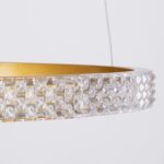 GloboStar® DIAMOND TRIO 61143 Κρεμαστό Φωτιστικό Δαχτυλίδι-Κύκλος LED CCT 100W 12123lm 360° AC 220-240V – Εναλλαγή Φωτισμού μέσω Τηλεχειριστηρίου All In One Ψυχρό 6000k+Φυσικό 4500k+Θερμό 2700k Dimmable Φ25+40+60cm – Χρυσό Βούρτσας – 3 Years Warranty