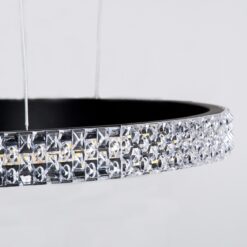 GloboStar® DIAMOND TRIO 61142 Κρεμαστό Φωτιστικό Δαχτυλίδι-Κύκλος LED CCT 100W 12123lm 360° AC 220-240V – Εναλλαγή Φωτισμού μέσω Τηλεχειριστηρίου All In One Ψυχρό 6000k+Φυσικό 4500k+Θερμό 2700k Dimmable Φ25+40+60cm – Μαύρο – 3 Years Warranty
