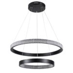 GloboStar® DIAMOND DUO 61150-DECO Κρεμαστό Φωτιστικό Δαχτυλίδι-Κύκλος LED CCT 75W 8743lm 360° AC 220-240V – Εναλλαγή Φωτισμού μέσω Τηλεχειριστηρίου All In One Ψυχρό 6000k+Φυσικό 4500k+Θερμό 2700k Dimmable Φ40+60cm – Μαύρο – 3 Years Warranty
