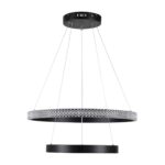 GloboStar® DIAMOND DUO 61150-DECO Κρεμαστό Φωτιστικό Δαχτυλίδι-Κύκλος LED CCT 75W 8743lm 360° AC 220-240V – Εναλλαγή Φωτισμού μέσω Τηλεχειριστηρίου All In One Ψυχρό 6000k+Φυσικό 4500k+Θερμό 2700k Dimmable Φ40+60cm – Μαύρο – 3 Years Warranty