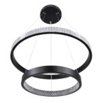 GloboStar® DIAMOND DUO 61150-DECO Κρεμαστό Φωτιστικό Δαχτυλίδι-Κύκλος LED CCT 75W 8743lm 360° AC 220-240V – Εναλλαγή Φωτισμού μέσω Τηλεχειριστηρίου All In One Ψυχρό 6000k+Φυσικό 4500k+Θερμό 2700k Dimmable Φ40+60cm – Μαύρο – 3 Years Warranty