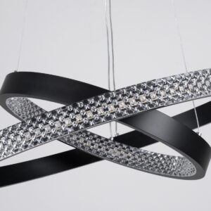 GloboStar® DIAMOND DUO 61150-DECO Κρεμαστό Φωτιστικό Δαχτυλίδι-Κύκλος LED CCT 75W 8743lm 360° AC 220-240V – Εναλλαγή Φωτισμού μέσω Τηλεχειριστηρίου All In One Ψυχρό 6000k+Φυσικό 4500k+Θερμό 2700k Dimmable Φ40+60cm – Μαύρο – 3 Years Warranty