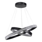 GloboStar® DIAMOND DUO 61150 Κρεμαστό Φωτιστικό Δαχτυλίδι-Κύκλος LED CCT 75W 8743lm 360° AC 220-240V – Εναλλαγή Φωτισμού μέσω Τηλεχειριστηρίου All In One Ψυχρό 6000k+Φυσικό 4500k+Θερμό 2700k Dimmable Φ40+60cm – Μαύρο – 3 Years Warranty