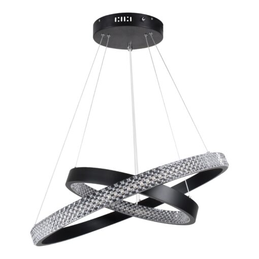 GloboStar® DIAMOND DUO 61150 Κρεμαστό Φωτιστικό Δαχτυλίδι-Κύκλος LED CCT 75W 8743lm 360° AC 220-240V – Εναλλαγή Φωτισμού μέσω Τηλεχειριστηρίου All In One Ψυχρό 6000k+Φυσικό 4500k+Θερμό 2700k Dimmable Φ40+60cm – Μαύρο – 3 Years Warranty