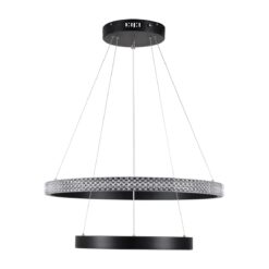 GloboStar® DIAMOND DUO 61150 Κρεμαστό Φωτιστικό Δαχτυλίδι-Κύκλος LED CCT 75W 8743lm 360° AC 220-240V – Εναλλαγή Φωτισμού μέσω Τηλεχειριστηρίου All In One Ψυχρό 6000k+Φυσικό 4500k+Θερμό 2700k Dimmable Φ40+60cm – Μαύρο – 3 Years Warranty