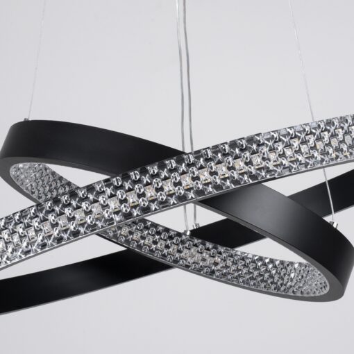 GloboStar® DIAMOND DUO 61150 Κρεμαστό Φωτιστικό Δαχτυλίδι-Κύκλος LED CCT 75W 8743lm 360° AC 220-240V – Εναλλαγή Φωτισμού μέσω Τηλεχειριστηρίου All In One Ψυχρό 6000k+Φυσικό 4500k+Θερμό 2700k Dimmable Φ40+60cm – Μαύρο – 3 Years Warranty