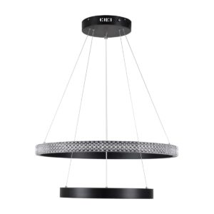 GloboStar® DIAMOND DUO 61150 Κρεμαστό Φωτιστικό Δαχτυλίδι-Κύκλος LED CCT 75W 8743lm 360° AC 220-240V – Εναλλαγή Φωτισμού μέσω Τηλεχειριστηρίου All In One Ψυχρό 6000k+Φυσικό 4500k+Θερμό 2700k Dimmable Φ40+60cm – Μαύρο – 3 Years Warranty