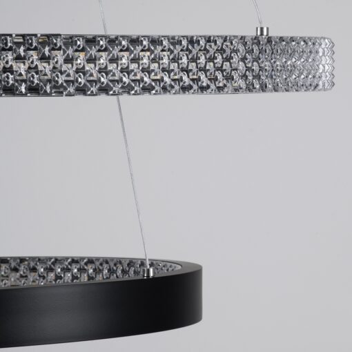 GloboStar® DIAMOND DUO 61150 Κρεμαστό Φωτιστικό Δαχτυλίδι-Κύκλος LED CCT 75W 8743lm 360° AC 220-240V – Εναλλαγή Φωτισμού μέσω Τηλεχειριστηρίου All In One Ψυχρό 6000k+Φυσικό 4500k+Θερμό 2700k Dimmable Φ40+60cm – Μαύρο – 3 Years Warranty