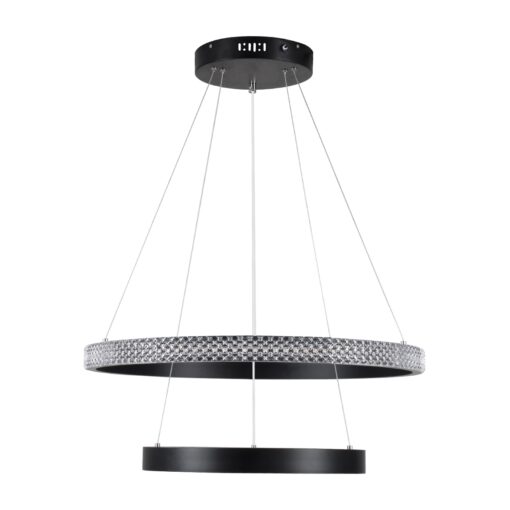 GloboStar® DIAMOND DUO 61150 Κρεμαστό Φωτιστικό Δαχτυλίδι-Κύκλος LED CCT 75W 8743lm 360° AC 220-240V – Εναλλαγή Φωτισμού μέσω Τηλεχειριστηρίου All In One Ψυχρό 6000k+Φυσικό 4500k+Θερμό 2700k Dimmable Φ40+60cm – Μαύρο – 3 Years Warranty