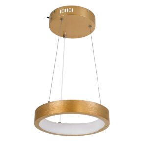 GloboStar® NEMESIS 61154 Κρεμαστό Φωτιστικό Δαχτυλίδι-Κύκλος LED CCT 20W 2356lm 360° AC 220-240V – Εναλλαγή Φωτισμού μέσω Τηλεχειριστηρίου All In One Ψυχρό 6000k+Φυσικό 4500k+Θερμό 2700k Dimmable Φ25cm – Χρυσό Βούρτσας – 3 Years Warranty