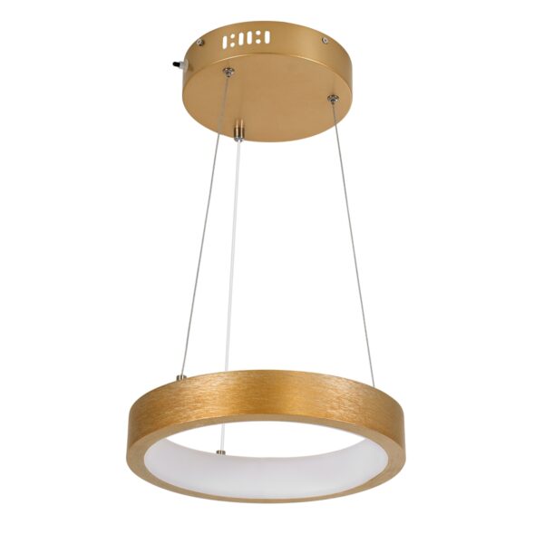 GloboStar® NEMESIS 61154 Κρεμαστό Φωτιστικό Δαχτυλίδι-Κύκλος LED CCT 20W 2356lm 360° AC 220-240V – Εναλλαγή Φωτισμού μέσω Τηλεχειριστηρίου All In One Ψυχρό 6000k+Φυσικό 4500k+Θερμό 2700k Dimmable Φ25cm – Χρυσό Βούρτσας – 3 Years Warranty