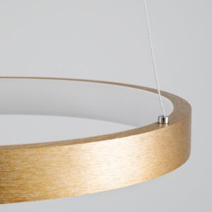 GloboStar® NEMESIS 61157 Κρεμαστό Φωτιστικό Δαχτυλίδι-Κύκλος LED CCT 30W 3513lm 360° AC 220-240V – Εναλλαγή Φωτισμού μέσω Τηλεχειριστηρίου All In One Ψυχρό 6000k+Φυσικό 4500k+Θερμό 2700k Dimmable Φ40cm – Χρυσό Βούρτσας – 3 Years Warranty