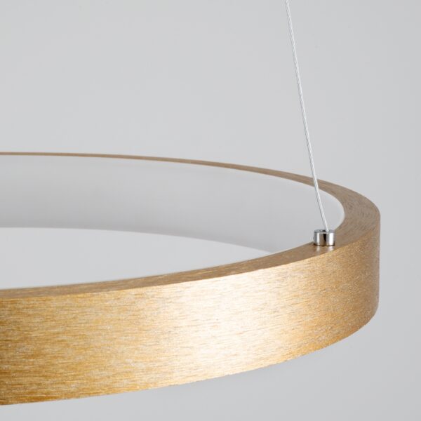 GloboStar® NEMESIS 61157 Κρεμαστό Φωτιστικό Δαχτυλίδι-Κύκλος LED CCT 30W 3513lm 360° AC 220-240V – Εναλλαγή Φωτισμού μέσω Τηλεχειριστηρίου All In One Ψυχρό 6000k+Φυσικό 4500k+Θερμό 2700k Dimmable Φ40cm – Χρυσό Βούρτσας – 3 Years Warranty