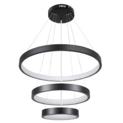 GloboStar® NEMESIS TRIO 61167 Κρεμαστό Φωτιστικό Δαχτυλίδι-Κύκλος LED CCT 100W 12123lm 360° AC 220-240V – Εναλλαγή Φωτισμού μέσω Τηλεχειριστηρίου All In One Ψυχρό 6000k+Φυσικό 4500k+Θερμό 2700k Dimmable Φ25+40+60cm – Μαύρο – 3 Years Warranty