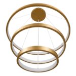 GloboStar® NEMESIS TRIO 61172 Κρεμαστό Φωτιστικό Δαχτυλίδι-Κύκλος LED CCT 120W 14723lm 360° AC 220-240V – Εναλλαγή Φωτισμού μέσω Τηλεχειριστηρίου All In One Ψυχρό 6000k+Φυσικό 4500k+Θερμό 2700k Dimmable Φ40+60+80cm – Χρυσό Βούρτσας – 3 Years Warranty