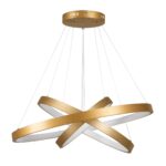 GloboStar® NEMESIS TRIO 61172 Κρεμαστό Φωτιστικό Δαχτυλίδι-Κύκλος LED CCT 120W 14723lm 360° AC 220-240V – Εναλλαγή Φωτισμού μέσω Τηλεχειριστηρίου All In One Ψυχρό 6000k+Φυσικό 4500k+Θερμό 2700k Dimmable Φ40+60+80cm – Χρυσό Βούρτσας – 3 Years Warranty