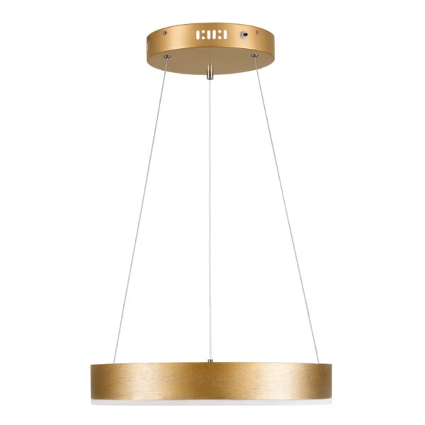 GloboStar® VENOM 61175 Κρεμαστό Φωτιστικό Δαχτυλίδι-Κύκλος LED CCT 30W 3513lm 120° AC 220-240V – Εναλλαγή Φωτισμού μέσω Τηλεχειριστηρίου All In One Ψυχρό 6000K+Φυσικό 4500K+Θερμό 2700K Dimmable Φ40cm – Χρυσό Βούρτσας – 3 Years Warranty