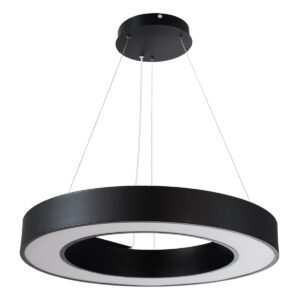 GloboStar® RA 61194 Κρεμαστό Φωτιστικό Δαχτυλίδι-Κύκλος LED CCT 67W 7370lm 120° AC 220-240V – Εναλλαγή Φωτισμού μέσω Τηλεχειριστηρίου All In One Ψυχρό 6000k+Φυσικό 4500k+Θερμό 2700k Dimmable Φ60cm – Μαύρο – 3 Years Warranty