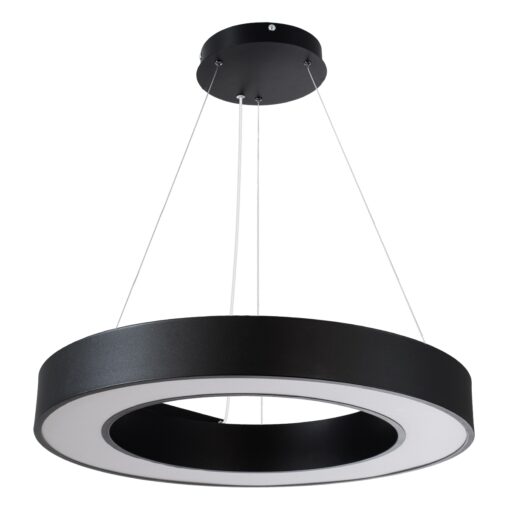GloboStar® RA 61194 Κρεμαστό Φωτιστικό Δαχτυλίδι-Κύκλος LED CCT 67W 7370lm 120° AC 220-240V – Εναλλαγή Φωτισμού μέσω Τηλεχειριστηρίου All In One Ψυχρό 6000k+Φυσικό 4500k+Θερμό 2700k Dimmable Φ60cm – Μαύρο – 3 Years Warranty
