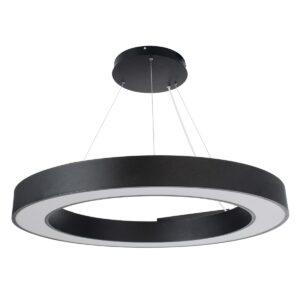 GloboStar® RA 61196 Κρεμαστό Φωτιστικό Δαχτυλίδι-Κύκλος LED CCT 75W 8250lm 120° AC 220-240V – Εναλλαγή Φωτισμού μέσω Τηλεχειριστηρίου All In One Ψυχρό 6000k+Φυσικό 4500k+Θερμό 2700k Dimmable Φ80cm – Μαύρο – 3 Years Warranty
