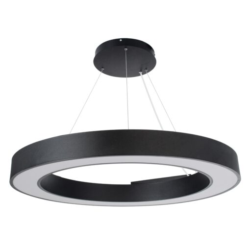 GloboStar® RA 61196 Κρεμαστό Φωτιστικό Δαχτυλίδι-Κύκλος LED CCT 75W 8250lm 120° AC 220-240V – Εναλλαγή Φωτισμού μέσω Τηλεχειριστηρίου All In One Ψυχρό 6000k+Φυσικό 4500k+Θερμό 2700k Dimmable Φ80cm – Μαύρο – 3 Years Warranty