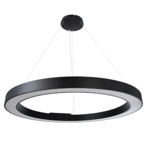 GloboStar® RA 61198 Κρεμαστό Φωτιστικό Δαχτυλίδι-Κύκλος LED CCT 100W 11020lm 120° AC 220-240V – Εναλλαγή Φωτισμού μέσω Τηλεχειριστηρίου All In One Ψυχρό 6000k+Φυσικό 4500k+Θερμό 2700k Dimmable Φ120cm – Μαύρο – 3 Years Warranty
