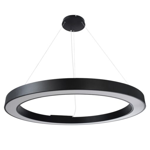 GloboStar® RA 61198 Κρεμαστό Φωτιστικό Δαχτυλίδι-Κύκλος LED CCT 100W 11020lm 120° AC 220-240V – Εναλλαγή Φωτισμού μέσω Τηλεχειριστηρίου All In One Ψυχρό 6000k+Φυσικό 4500k+Θερμό 2700k Dimmable Φ120cm – Μαύρο – 3 Years Warranty