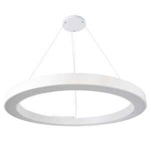 GloboStar® RA 61199 Κρεμαστό Φωτιστικό Δαχτυλίδι-Κύκλος LED CCT 100W 11020lm 120° AC 220-240V – Εναλλαγή Φωτισμού μέσω Τηλεχειριστηρίου All In One Ψυχρό 6000k+Φυσικό 4500k+Θερμό 2700k Dimmable Φ120cm – Λευκό – 3 Years Warranty