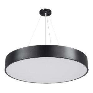 GloboStar® BURTON 61202-P Κρεμαστή Πλαφονιέρα Οροφής LED CCT 75W 8625lm 120° AC 220-240V – Εναλλαγή Φωτισμού μέσω Τηλεχειριστηρίου All In One Ψυχρό 6000k+Φυσικό 4500k+Θερμό 2700k Dimmable Φ60cm – Μαύρο – 3 Years Warranty