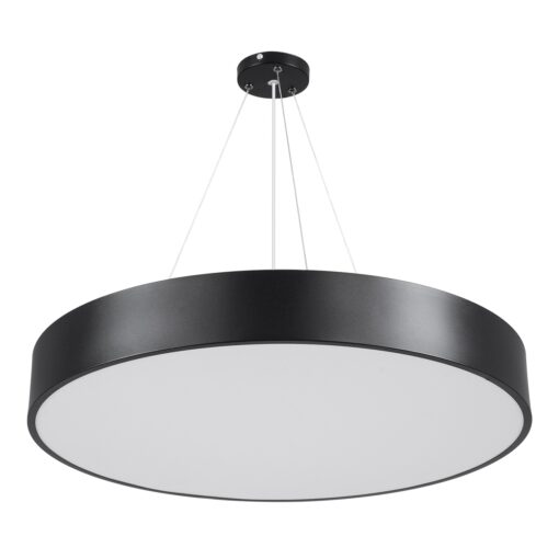 GloboStar® BURTON 61202-P Κρεμαστή Πλαφονιέρα Οροφής LED CCT 75W 8625lm 120° AC 220-240V – Εναλλαγή Φωτισμού μέσω Τηλεχειριστηρίου All In One Ψυχρό 6000k+Φυσικό 4500k+Θερμό 2700k Dimmable Φ60cm – Μαύρο – 3 Years Warranty