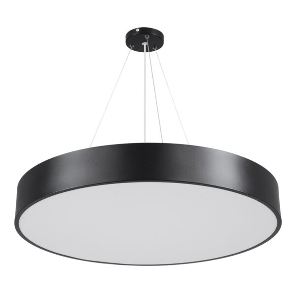 GloboStar® BURTON 61202-P Κρεμαστή Πλαφονιέρα Οροφής LED CCT 75W 8625lm 120° AC 220-240V – Εναλλαγή Φωτισμού μέσω Τηλεχειριστηρίου All In One Ψυχρό 6000k+Φυσικό 4500k+Θερμό 2700k Dimmable Φ60cm – Μαύρο – 3 Years Warranty