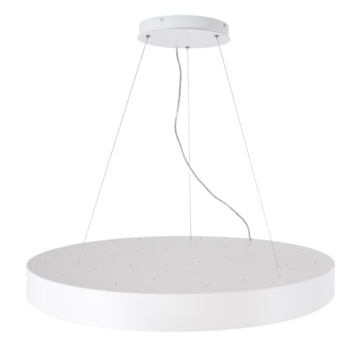 GloboStar® BURTON 61205-P Κρεμαστή Πλαφονιέρα Οροφής LED CCT 100W 11020lm 120° AC 220-240V – Εναλλαγή Φωτισμού μέσω Τηλεχειριστηρίου All In One Ψυχρό 6000k+Φυσικό 4500k+Θερμό 2700k Dimmable Φ80cm – Λευκό – 3 Years Warranty