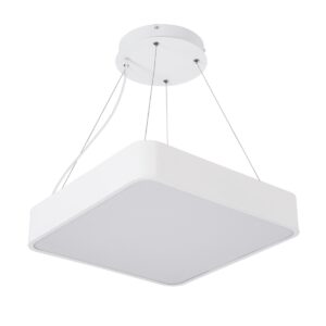 GloboStar® KAMALA 61207-P Κρεμαστή Πλαφονιέρα Οροφής LED CCT 67W 7370lm 120° AC 220-240V – Εναλλαγή Φωτισμού μέσω Τηλεχειριστηρίου All In One Ψυχρό 6000k+Φυσικό 4500k+Θερμό 2700k Dimmable Μ40 x Π40 x Υ8cm – Λευκό – 3 Years Warranty