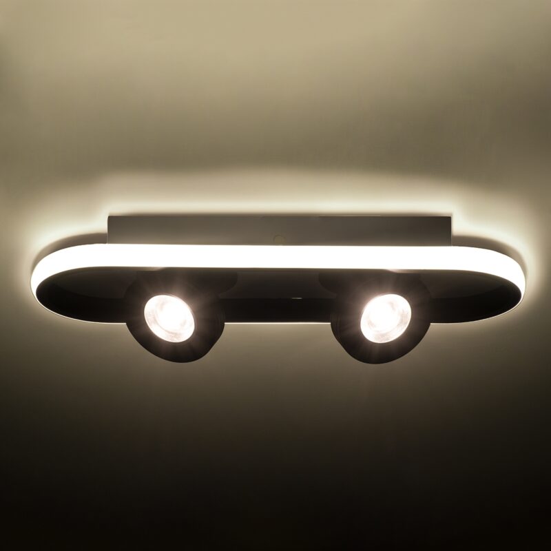 GloboStar® NESPO 61212 Φωτιστικό Οροφής Linear Design LED CCT με Κινούμενα Σποτ LED Spot Downlight 36W 4032lm 360° & 45° AC 220-240V – Εναλλαγή Φωτισμού μέσω Διακόπτη On/Off All In One Ψυχρό 6000k+Φυσικό 4500k+Θερμό 2700k Μ40 x Π13 x Υ6.5cm – Μαύρο