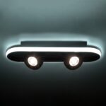 GloboStar® NESPO 61212 Φωτιστικό Οροφής Linear Design LED CCT με Κινούμενα Σποτ LED Spot Downlight 36W 4032lm 360° & 45° AC 220-240V – Εναλλαγή Φωτισμού μέσω Διακόπτη On/Off All In One Ψυχρό 6000k+Φυσικό 4500k+Θερμό 2700k Μ40 x Π13 x Υ6.5cm – Μαύρο