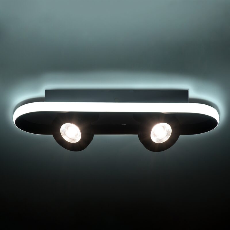 GloboStar® NESPO 61212 Φωτιστικό Οροφής Linear Design LED CCT με Κινούμενα Σποτ LED Spot Downlight 36W 4032lm 360° & 45° AC 220-240V – Εναλλαγή Φωτισμού μέσω Διακόπτη On/Off All In One Ψυχρό 6000k+Φυσικό 4500k+Θερμό 2700k Μ40 x Π13 x Υ6.5cm – Μαύρο