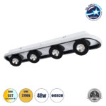 GloboStar® NESPO 61214 Φωτιστικό Οροφής Linear Design LED CCT με Κινούμενα Σποτ LED Spot Downlight 48W 5376lm 360° & 45° AC 220-240V – Εναλλαγή Φωτισμού μέσω Διακόπτη On/Off All In One Ψυχρό 6000k+Φυσικό 4500k+Θερμό 2700k Μ80 x Π13 x Υ6.5cm – Μαύρο