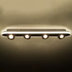 GloboStar® NESPO 61214 Φωτιστικό Οροφής Linear Design LED CCT με Κινούμενα Σποτ LED Spot Downlight 48W 5376lm 360° & 45° AC 220-240V – Εναλλαγή Φωτισμού μέσω Διακόπτη On/Off All In One Ψυχρό 6000k+Φυσικό 4500k+Θερμό 2700k Μ80 x Π13 x Υ6.5cm – Μαύρο