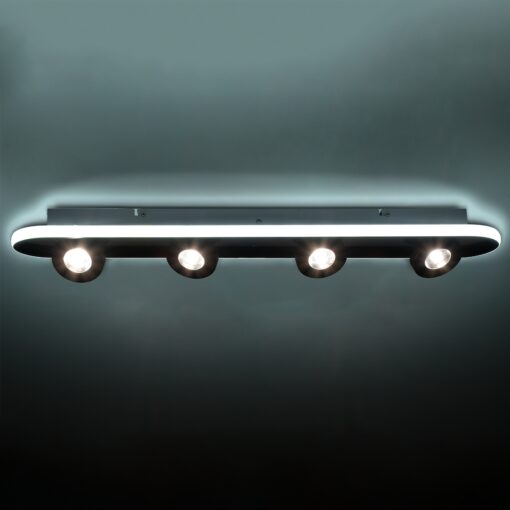 GloboStar® NESPO 61214 Φωτιστικό Οροφής Linear Design LED CCT με Κινούμενα Σποτ LED Spot Downlight 48W 5376lm 360° & 45° AC 220-240V – Εναλλαγή Φωτισμού μέσω Διακόπτη On/Off All In One Ψυχρό 6000k+Φυσικό 4500k+Θερμό 2700k Μ80 x Π13 x Υ6.5cm – Μαύρο