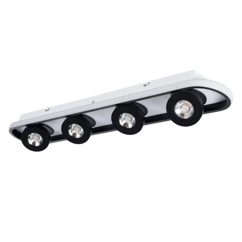 GloboStar® NESPO 61214 Φωτιστικό Οροφής Linear Design LED CCT με Κινούμενα Σποτ LED Spot Downlight 48W 5376lm 360° & 45° AC 220-240V – Εναλλαγή Φωτισμού μέσω Διακόπτη On/Off All In One Ψυχρό 6000k+Φυσικό 4500k+Θερμό 2700k Μ80 x Π13 x Υ6.5cm – Μαύρο