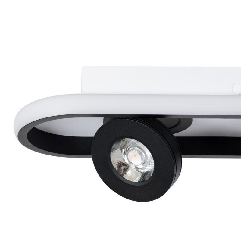 GloboStar® NESPO 61214 Φωτιστικό Οροφής Linear Design LED CCT με Κινούμενα Σποτ LED Spot Downlight 48W 5376lm 360° & 45° AC 220-240V – Εναλλαγή Φωτισμού μέσω Διακόπτη On/Off All In One Ψυχρό 6000k+Φυσικό 4500k+Θερμό 2700k Μ80 x Π13 x Υ6.5cm – Μαύρο