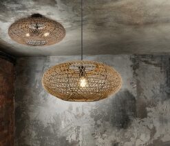 Κρεμαστό Φωτιστικό Trio Lighting E27  Sisal & Μαύρο Ματ – 312300136